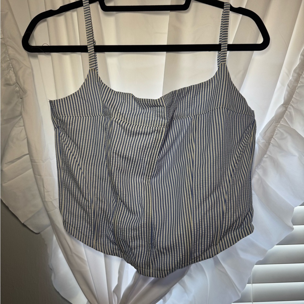 Fashion Nova Black and White Striped Corset Top